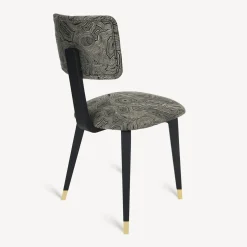 Fornasetti Sedie^Sedia Imbottita Malachite Oro Nero
