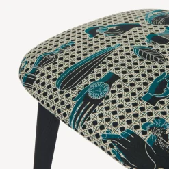 Fornasetti Sedie^Sedia Imbottita Oggetti Su Cannete Bianco/Nero/Azzurro