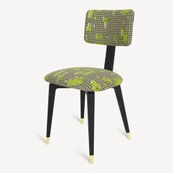 Fornasetti Sedie^Sedia Imbottita Oggetti Su Cannete Nero/Bianco/Verde