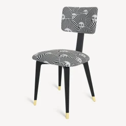 Fornasetti Sedie^Sedia Imbottita Soli A Ventaglio Bianco Nero