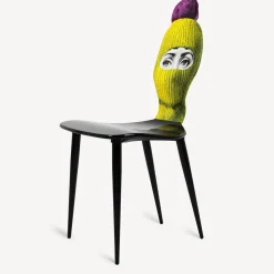Fornasetti Sedie^Sedia Lux Gstaad Giallo/Fucsia/Nero