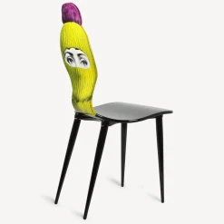 Fornasetti Sedie^Sedia Lux Gstaad Giallo/Fucsia/Nero