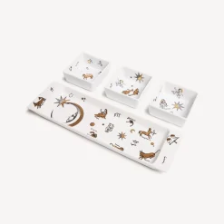 Fornasetti Set Di Antipasti E Centrotavola^Set Antipasti Astronomici Bianco/Nero/Oro