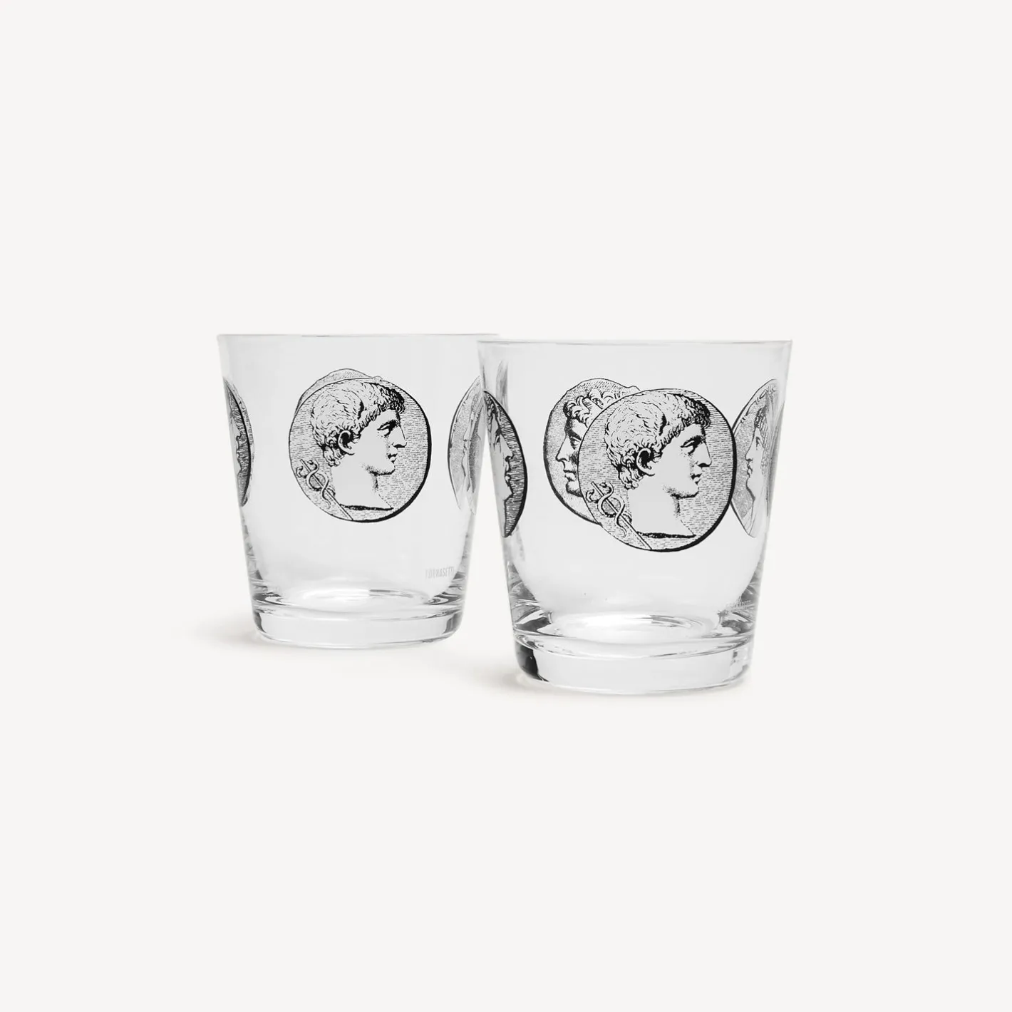 Fornasetti Bicchieri E Sottobicchieri^Set 2 Bicchieri Acqua Cammei Bianco Nero