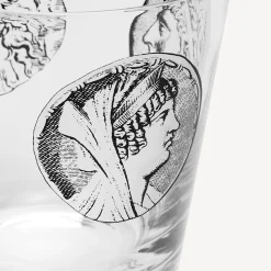 Fornasetti Bicchieri E Sottobicchieri^Set 2 Bicchieri Acqua Cammei Bianco Nero
