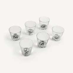 Fornasetti Bicchieri E Sottobicchieri^Set 6 Bicchieri Occhio E Bocca Nero