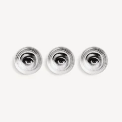 Fornasetti Bicchieri E Sottobicchieri^Set 6 Bicchieri Occhio E Bocca Nero