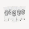 Fornasetti Bicchieri E Sottobicchieri^Set 6 Bicchieri Soda Cammei Bianco Nero