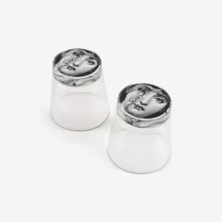 Fornasetti Bicchieri E Sottobicchieri^Set 2 Bicchieri Tema E Variazioni Nero