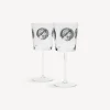 Fornasetti Bicchieri E Sottobicchieri^Set 2 Calici Vino Cammei Bianco Nero