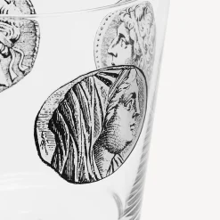 Fornasetti Bicchieri E Sottobicchieri^Set 2 Calici Vino Cammei Bianco Nero