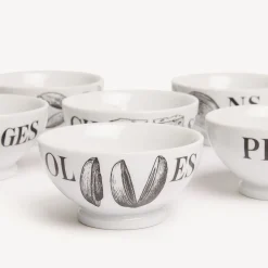 Fornasetti Set Di Antipasti E Centrotavola^Set 6 Coppe Antipasto Cocktalia Bianco Nero