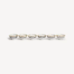 Fornasetti Set Di Antipasti E Centrotavola^Set 6 Coppette Antipastieri Bianco/Nero/Oro
