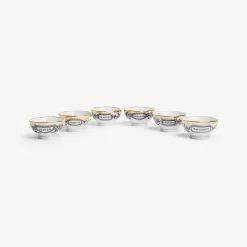 Fornasetti Set Di Antipasti E Centrotavola^Set 6 Coppette Antipastieri Bianco/Nero/Oro