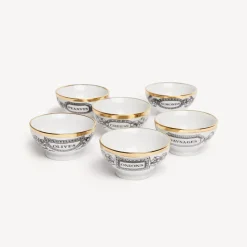 Fornasetti Set Di Antipasti E Centrotavola^Set 6 Coppette Antipastieri Bianco/Nero/Oro
