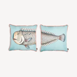 Fornasetti Cuscini^Set Di 2 Cuscini Grande Pesce Multicolore