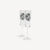 Fornasetti Bicchieri E Sottobicchieri^Set 2 Flauti Cammei Bianco Nero