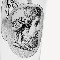 Fornasetti Bicchieri E Sottobicchieri^Set 2 Flauti Cammei Bianco Nero