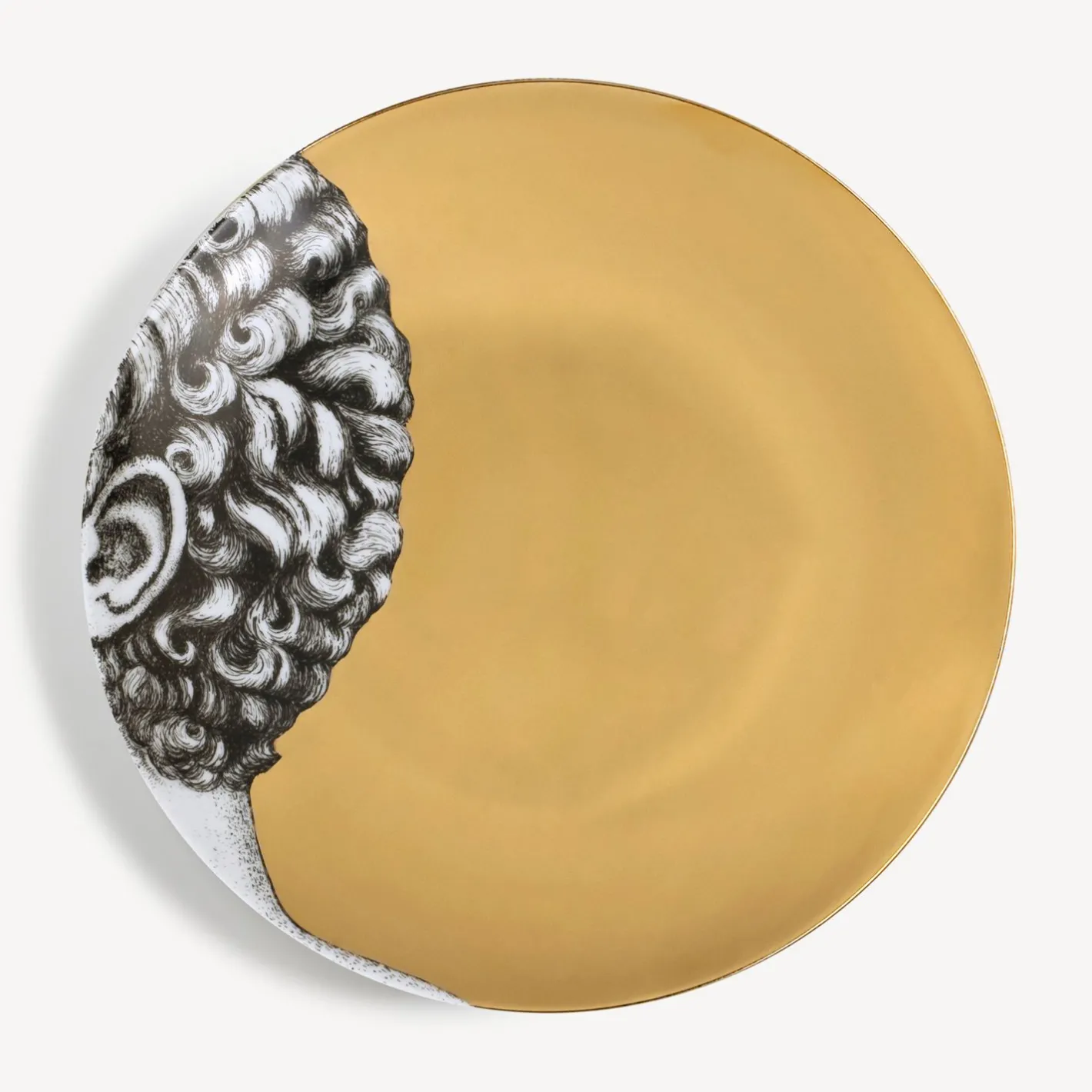 Fornasetti Piatti Decorativi^Set 12 Piatti Adamo Bianco/Nero/Oro