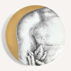 Fornasetti Piatti Decorativi^Set 12 Piatti Adamo Bianco/Nero/Oro