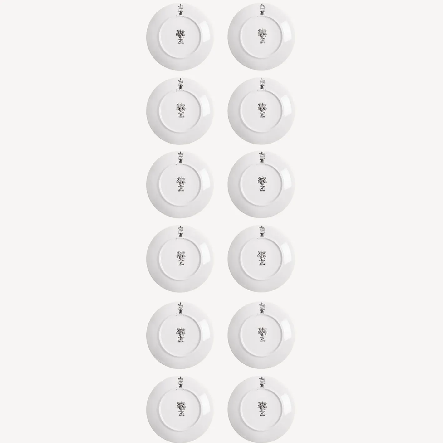 Fornasetti Piatti Decorativi^Set 12 Piatti Adamo Bianco Nero