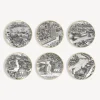 Fornasetti Piatti Decorativi^Set 6 Piatti Citta D'Italia Bianco/Nero/Oro