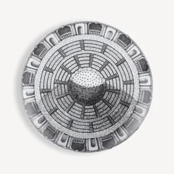 Fornasetti Piatti Decorativi^Set 6 Piatti Cortili Bianco Nero