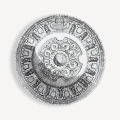 Fornasetti Piatti Decorativi^Set 6 Piatti Cortili Bianco Nero
