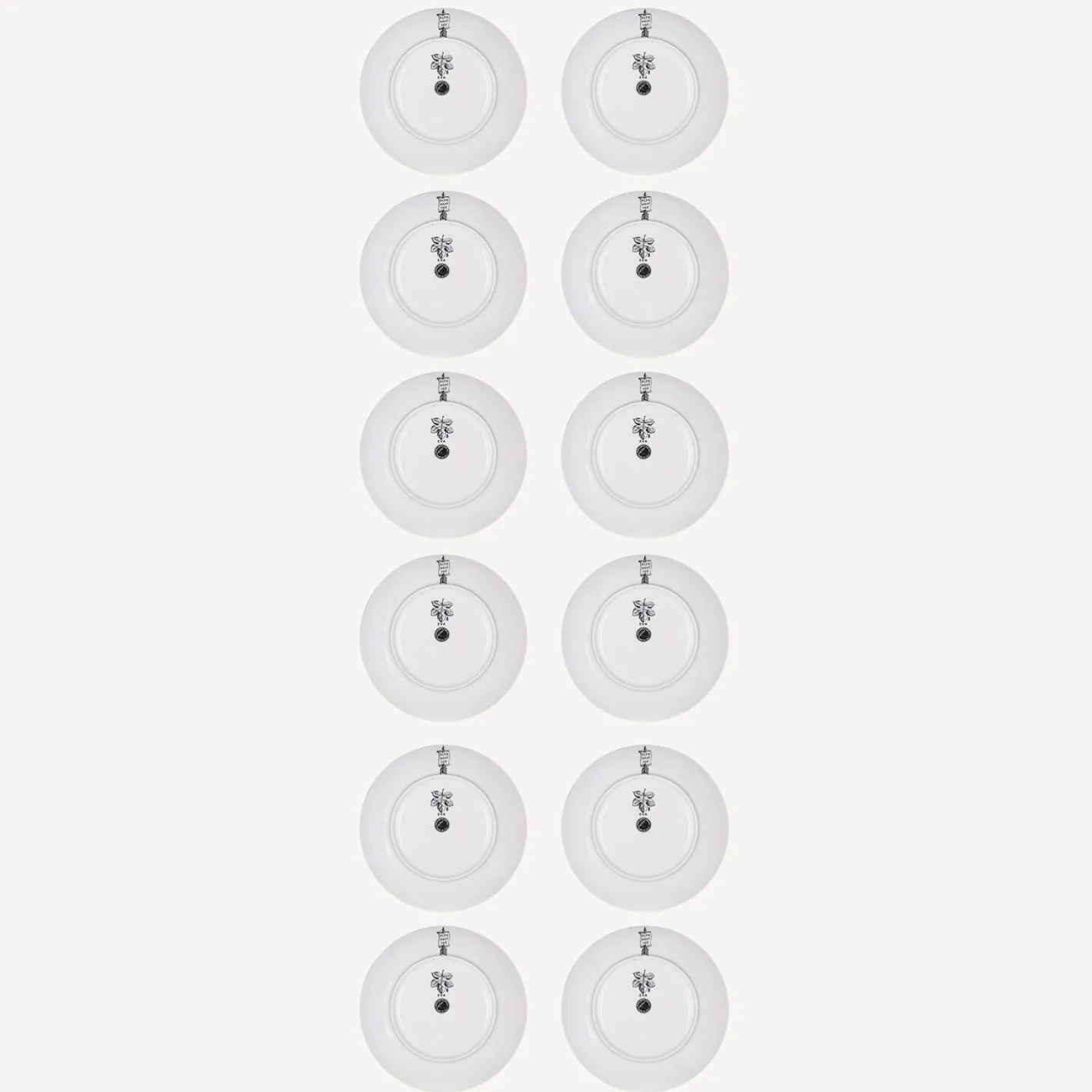 Fornasetti Piatti Decorativi^Set 12 Piatti Eva Bianco Nero