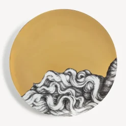 Fornasetti Piatti Decorativi^Set 12 Piatti Eva Bianco/Nero/Oro