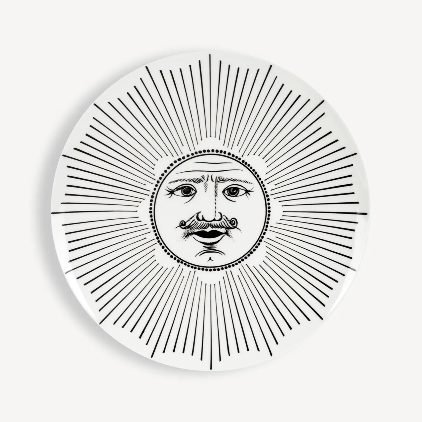 Fornasetti Piatti Decorativi^Set 6 Piatti Soli E Lune Bianco Nero