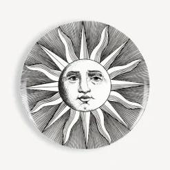 Fornasetti Piatti Decorativi^Set 6 Piatti Soli E Lune Bianco Nero