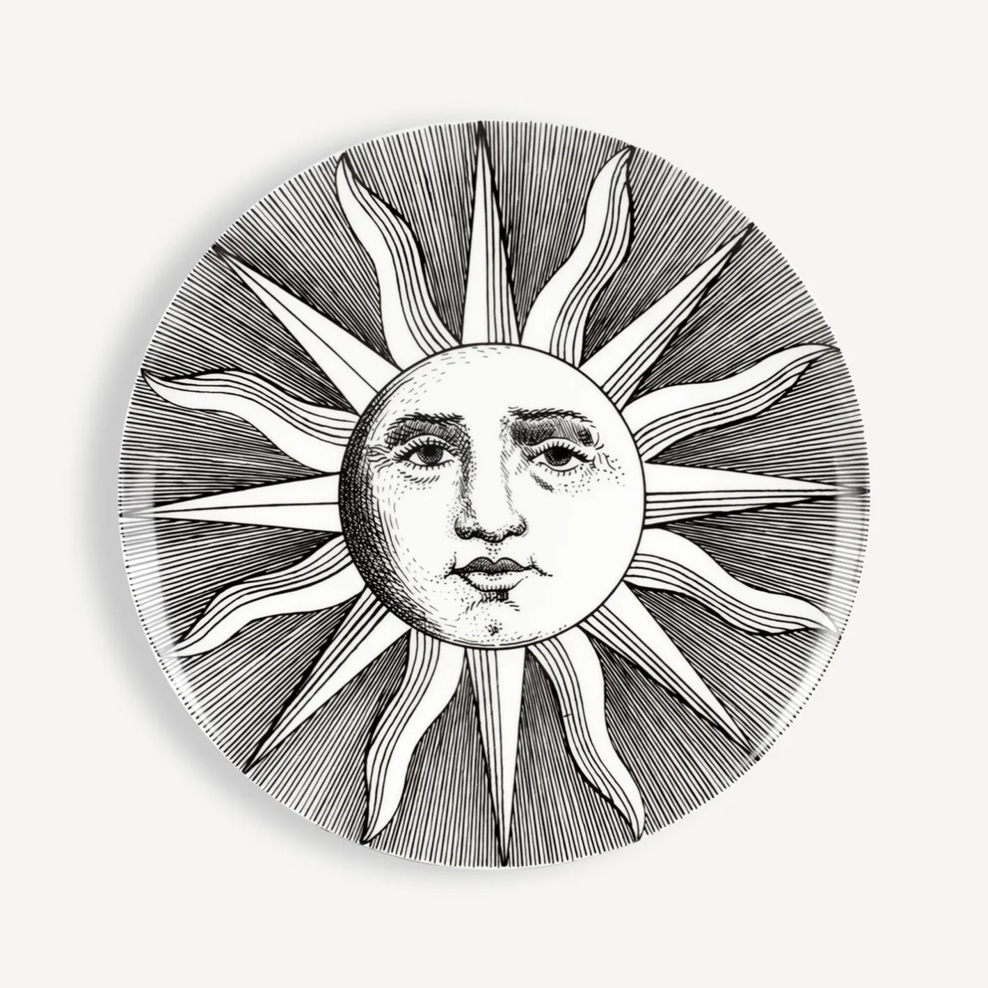 Fornasetti Piatti Decorativi^Set 6 Piatti Soli E Lune Bianco Nero