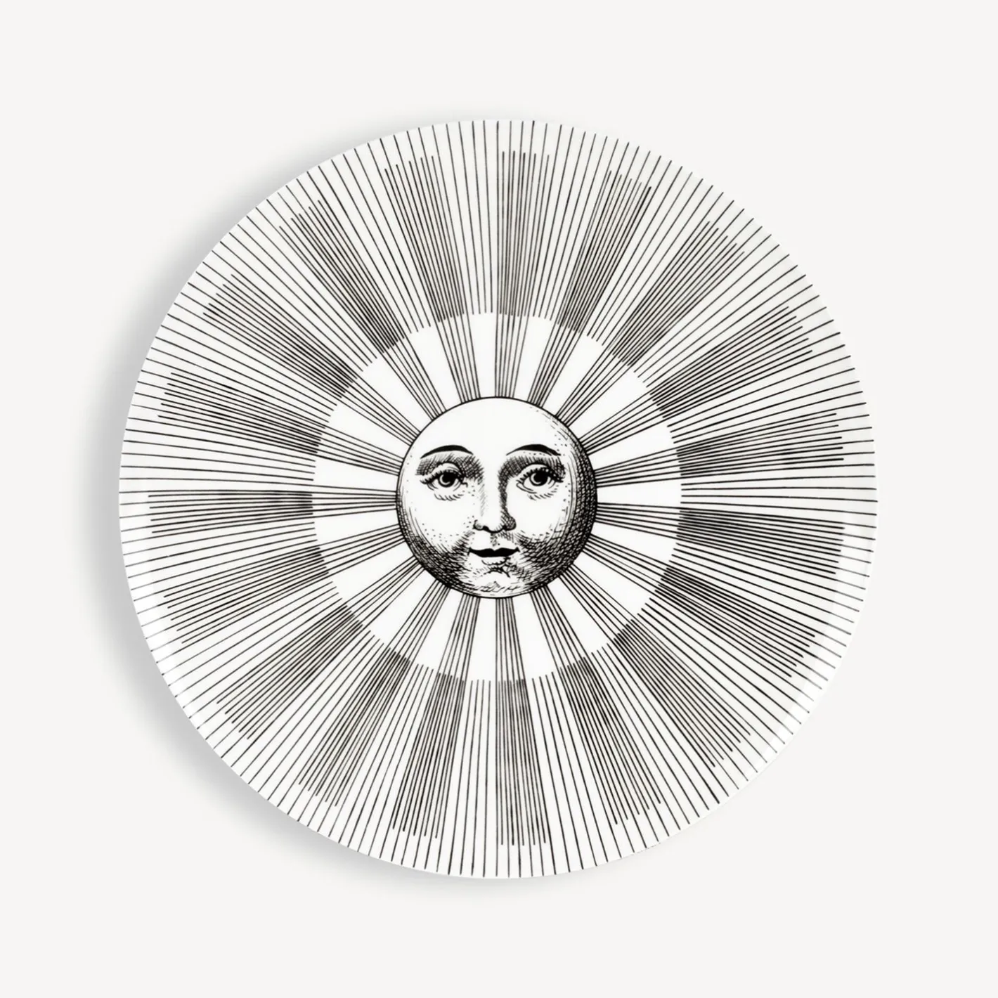 Fornasetti Piatti Decorativi^Set 6 Piatti Soli E Lune Bianco Nero