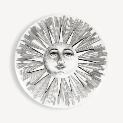 Fornasetti Piatti Decorativi^Set 6 Piatti Soli E Lune Bianco Nero