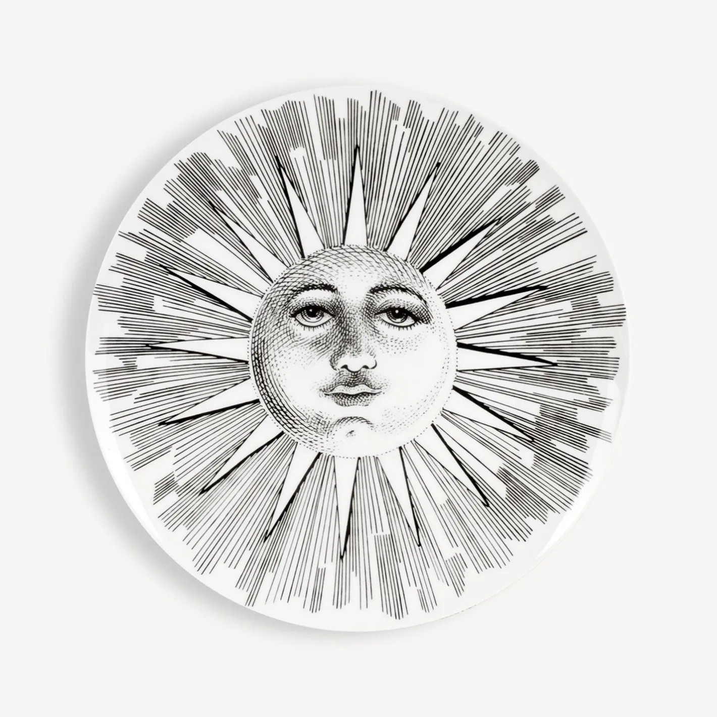 Fornasetti Piatti Decorativi^Set 6 Piatti Soli E Lune Bianco Nero