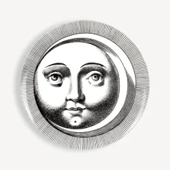 Fornasetti Piatti Decorativi^Set 6 Piatti Soli E Lune Bianco Nero
