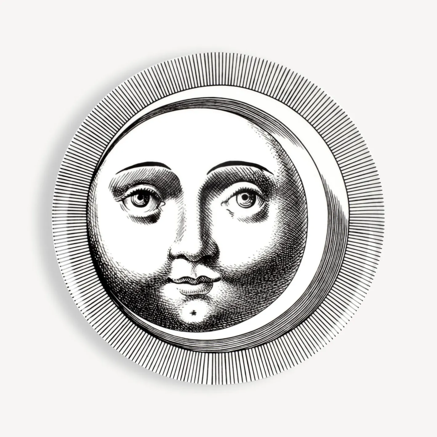 Fornasetti Piatti Decorativi^Set 6 Piatti Soli E Lune Bianco Nero