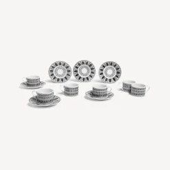 Fornasetti Set Da Te E Caffe^Set 6 Tazze Da Te Architettura Bianco Nero