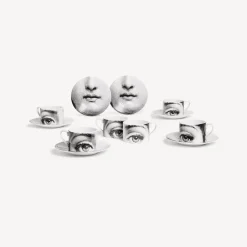 Fornasetti Set Da Te E Caffe^Set 6 Tazze Da Te Tema E Variazioni N.1 Bianco Nero