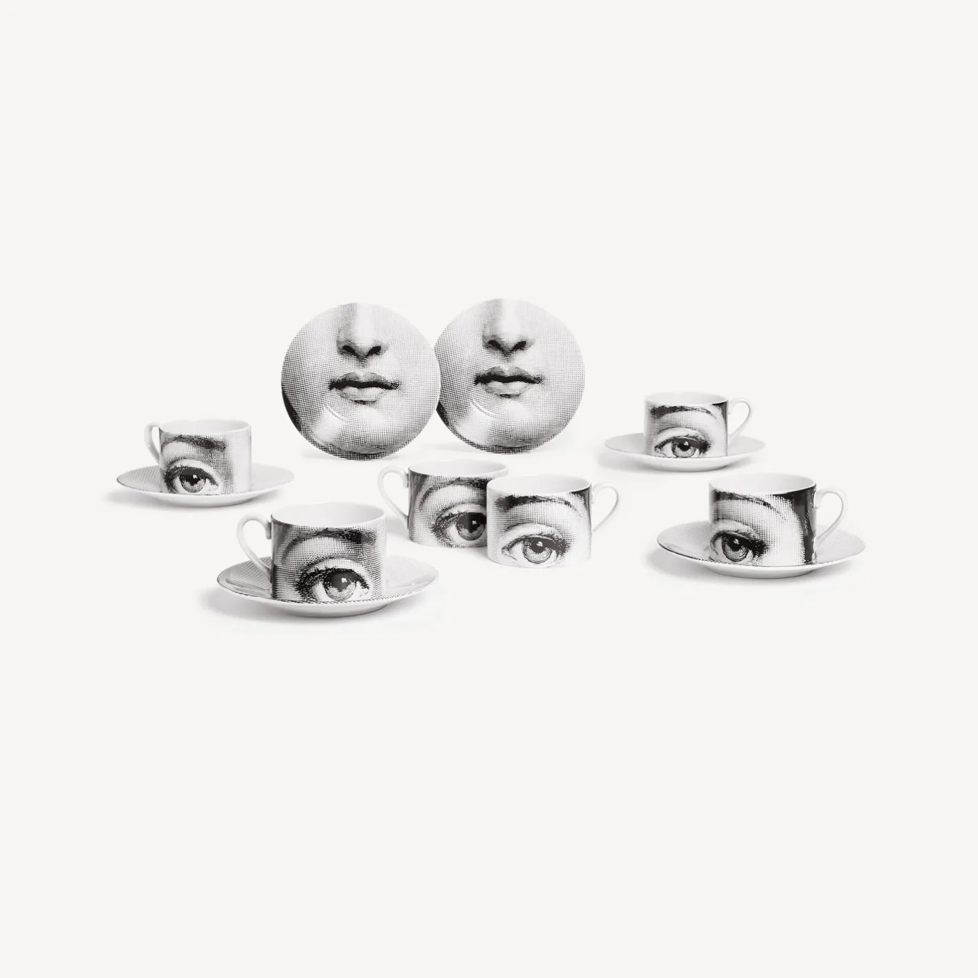 Fornasetti Set Da Te E Caffe^Set 6 Tazze Da Te Tema E Variazioni N.1 Bianco Nero