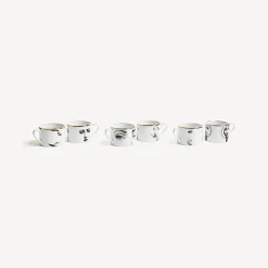 Fornasetti Set Da Te E Caffe^Set 6 Tazze Da Te Tema E Variazioni Bianco/Nero/Oro