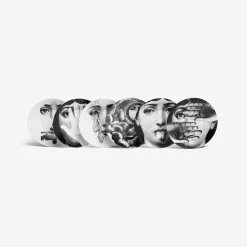 Fornasetti Set Da Te E Caffe^Set 6 Tazze Da Te Tema E Variazioni Bianco/Nero/Oro
