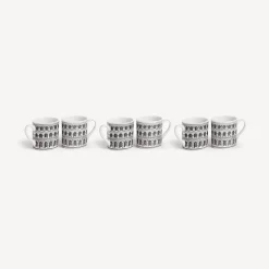Fornasetti Set Da Te E Caffe^Set 6 Tazzine Caffe Architettura Bianco Nero