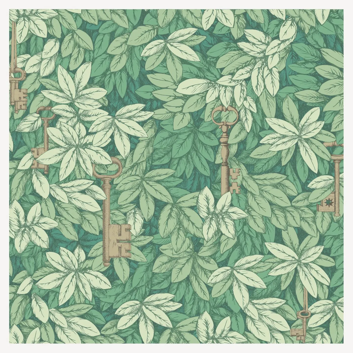 Fornasetti Sfondo^Sfondo Chiavi Segrete Verde Foglia