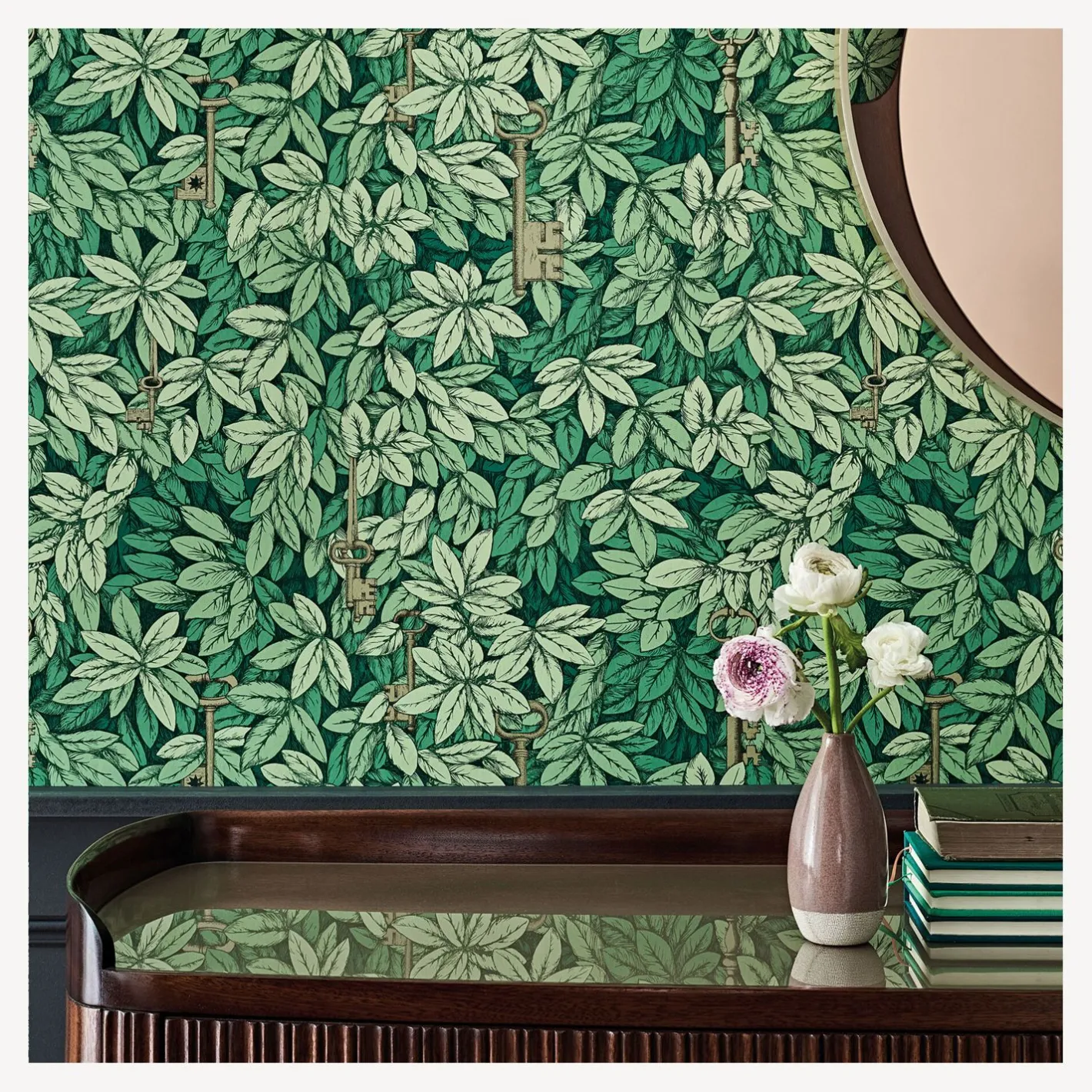 Fornasetti Sfondo^Sfondo Chiavi Segrete Verde Foglia