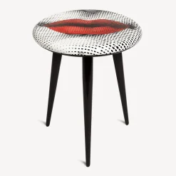 Fornasetti Sgabelli^Sgabello Bocca Bianco/Nero/Rosso