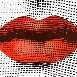 Fornasetti Sgabelli^Sgabello Bocca Bianco/Nero/Rosso