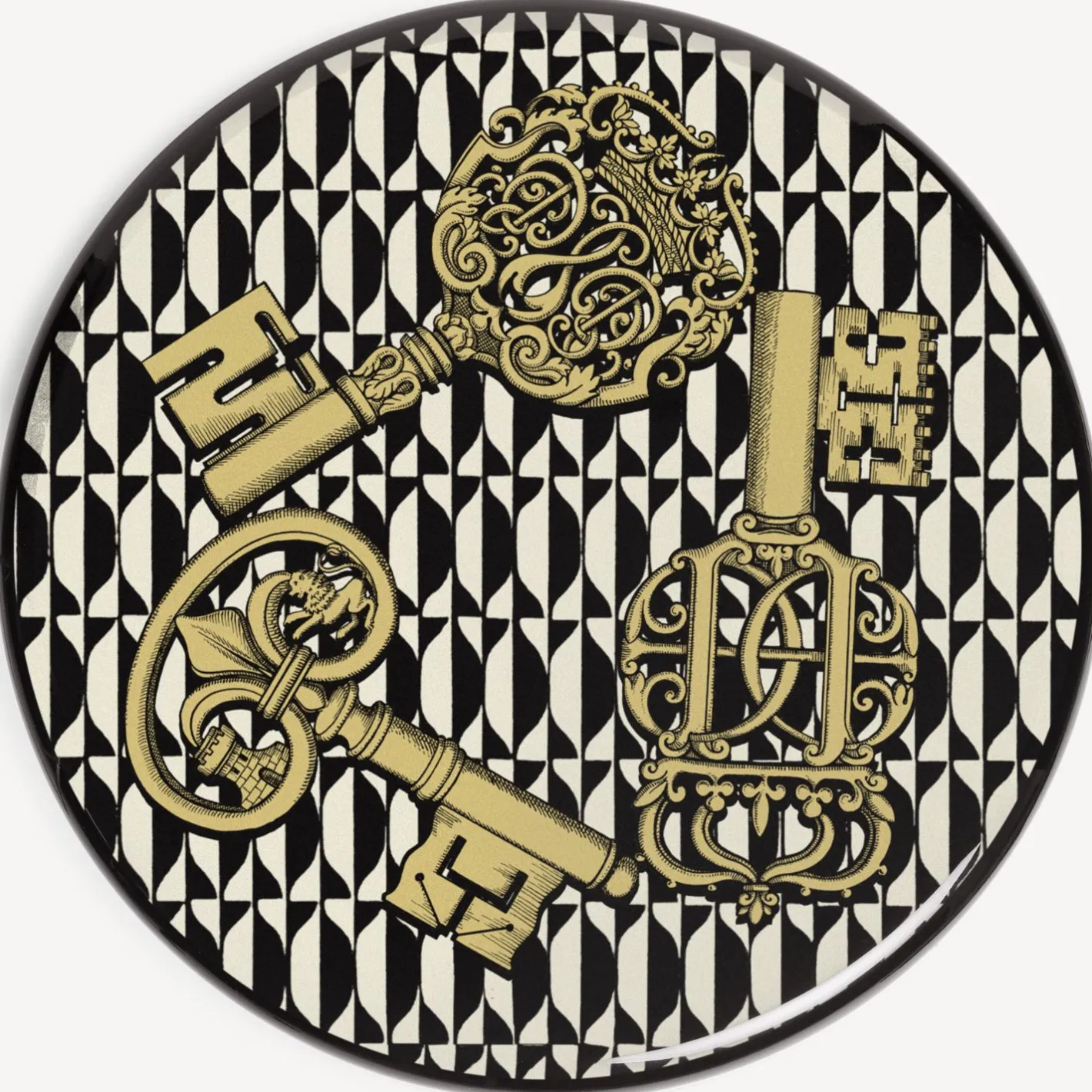 Fornasetti Sgabelli^Sgabello Chiavi E Losanghe Bianco/Nero/Oro