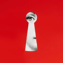 Fornasetti Sgabelli^Sgabello Serratura Bianco/Nero/Rosso